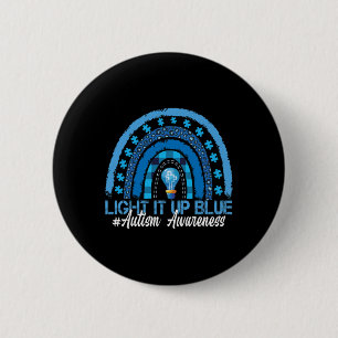Licht blauwe regenboogautisme op ronde button 5,7 cm