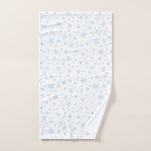 Licht blauwe sneeuwvlokken op wit bad handdoek (Handdoek)