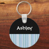 Licht blauwe streep persoonlijke Sleutelhanger (Voorkant)