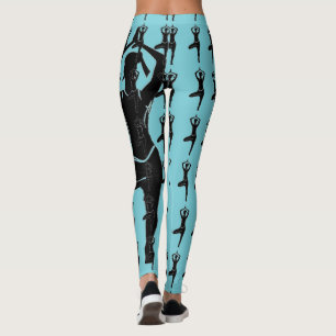 Licht Blauwe Yoga Pose Silhouette Leggings