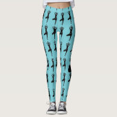 Licht Blauwe Yoga Pose Silhouette Leggings (Voorkant)