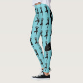 Licht Blauwe Yoga Pose Silhouette Leggings (Links)