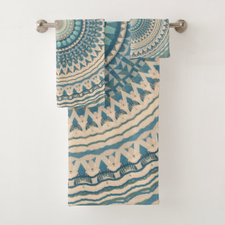 Licht Blauwgroen Blauw Beige Mandala Bad Handdoek