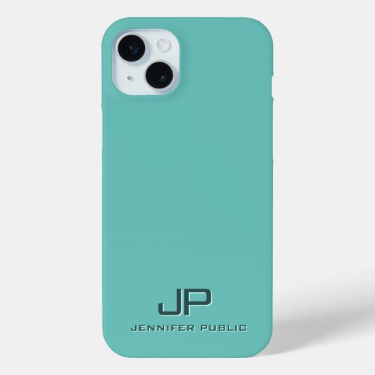 Licht Blauwgroen Elegant Monogram Sjabloon Modern  Case-Mate iPhone Case (Achterkant)