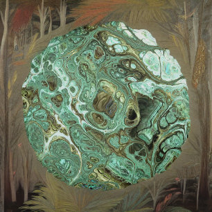 Licht Blauwgroen en Grijs Faux Marmer Rond Kussen