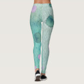 Licht Blauwgroen en orchidee Paarse schilderplaatj Leggings (Achterkant)