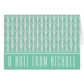 Licht Blauwgroen en wit Deco Palm Pattern Note Kaa (Voorkant Horizontaal)