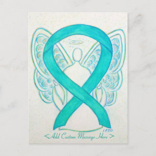 Licht Blauwgroen groen bewustzijn Ribbon Angel Bri Briefkaart