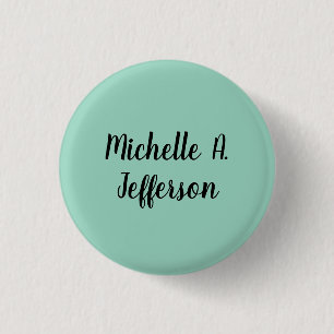 Licht Blauwgroen handschrift Creative Trendy Naam Ronde Button 3,2 Cm
