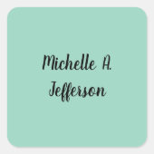 Licht Blauwgroen handschrift Creative Trendy Naam Vierkante Sticker (Voorkant)