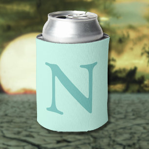 Licht Blauwgroen Initiaal Letter Trendy Pastel Min Blikjeskoeler