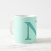Licht Blauwgroen Initiaal Letter Trendy Pastel Min Koffiemok (Voorkant links)