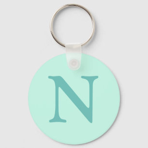 Licht Blauwgroen Initiaal Letter Trendy Pastel Min Sleutelhanger