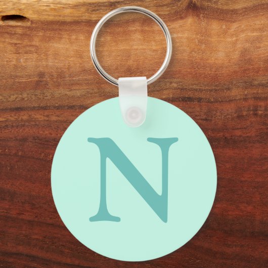 Licht Blauwgroen Initiaal Letter Trendy Pastel Min Sleutelhanger (Achterkant)