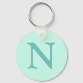 Licht Blauwgroen Initiaal Letter Trendy Pastel Min Sleutelhanger (Achterkant)