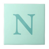 Licht Blauwgroen Initiaal Letter Trendy Pastel Min Tegeltje (Voorkant)