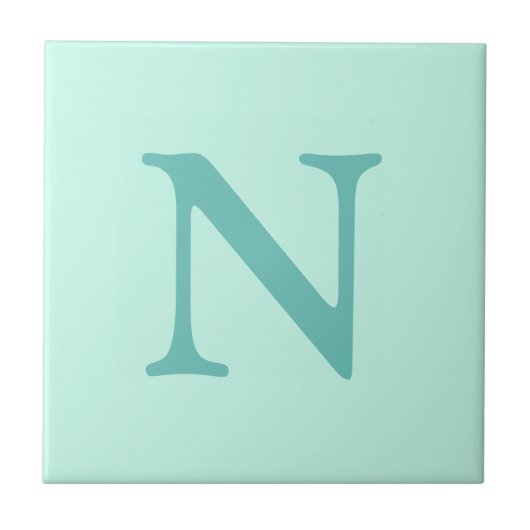 Licht Blauwgroen Initiaal Letter Trendy Pastel Min Tegeltje (Voorkant)