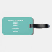 licht blauwgroen of IEDERE kleurenmonogramme volle Bagagelabel (Achterkant horizontaal)