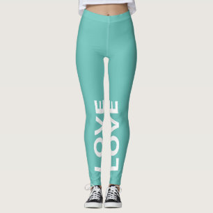 Licht Blauwgroen zwart-wit klassieke tekst Leggings