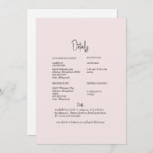 Licht Blush Bloemen Terug Bruiloft Detail Kaart (Voorkant / Achterkant)