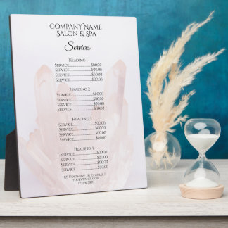 Licht Blush Roze Crystals Spa Salon Services Menu Fotoplaat