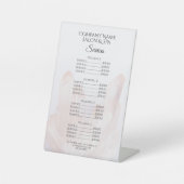 Licht Blush Roze Crystals Spa Salon Services Menu Reclamebord Met Voetstuk (Voorkant)