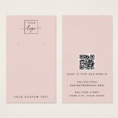 Licht blush roze logo QR oorbel display kaart (Voorkant /achterkant)