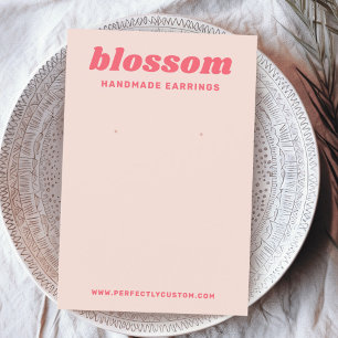 Licht blush roze retro lettertype logo roze oorbel visitekaartje