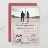 Licht Bourgondië Parijs Paspoort Bruiloft Kaart (Voorkant / Achterkant)