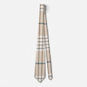 Licht bruin gestript met legant tartan geponste St Stropdas (Voorkant)