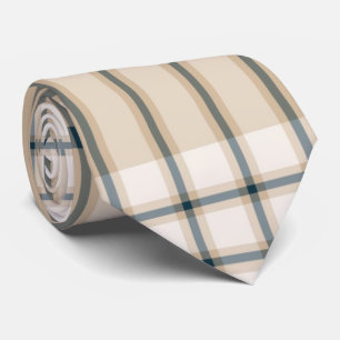 Licht bruin gestript met legant tartan geponste St Stropdas