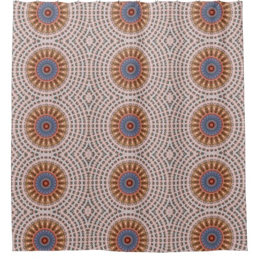 Licht bruin Mandala wiel Douchegordijn (Voorkant)