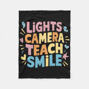 Licht Camera Leer Smile T-shirt Funny Back To Scho Fleece Deken