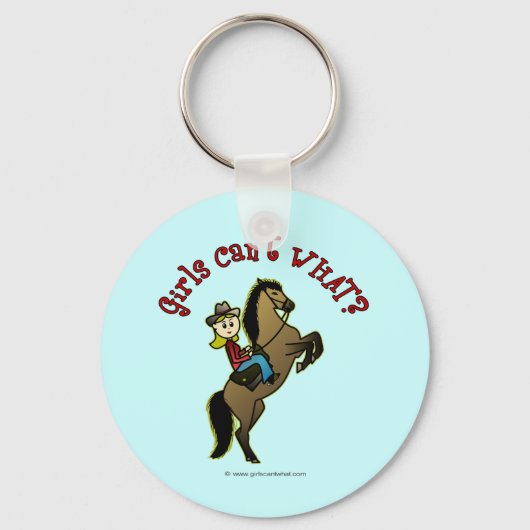 Licht Cowgirl op paard Sleutelhanger (Voorkant)
