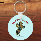 Licht Cowgirl op paard Sleutelhanger (Voorkant)