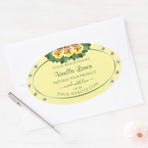 Licht crèmeproduct Etiketten gele rozen diamanten