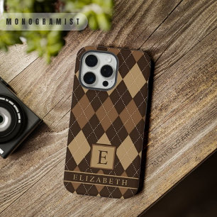  Licht Donker Chocolade Bruin Argyle iPhone 15 Pro Max Hoesje