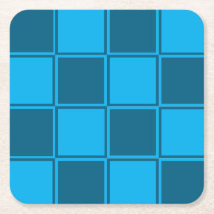 Licht donkerblauw controlepatroon vierkante kartonnen onderzetter