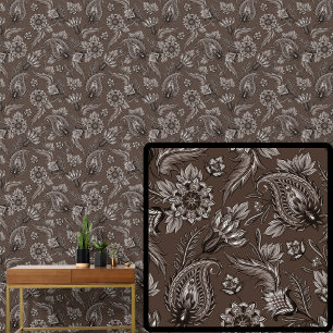 Licht Donkerbruine Chocolade Bloemige Paisley Eleg Behang