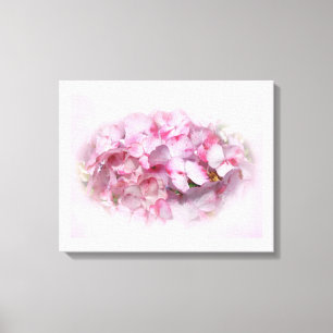 Licht & Donkerroze Hydrangea Bloemen Canvas Afdruk