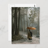 Licht doorbreekt naarmate monk de tempelstappen da briefkaart (Voorkant / Achterkant)