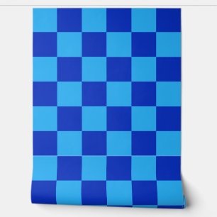 Licht en donkerblauw checker ontwerp behang