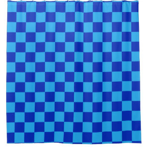 Licht en donkerblauw checker ontwerp douchegordijn