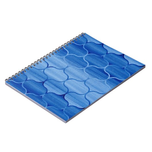 Licht en donkerblauw gekleurd Ogee-ontwerp Notitieboek (Linkerzijde)