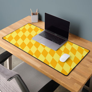 Licht en donkergeel Harlekijn diamanten ruitjespat Bureaumat