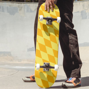Licht en donkergeel Harlekijn diamanten ruitjespat Skateboard