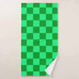 Licht en donkergroen checker ontwerp badhanddoek