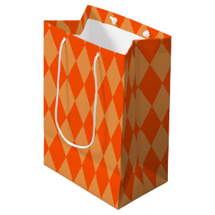 Licht en donkeroranje Harlekijn diamanten ruitjes Medium Cadeauzakje