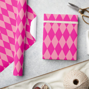 Licht en donkerroze Harlequin-diamantenruiters Cadeaupapier