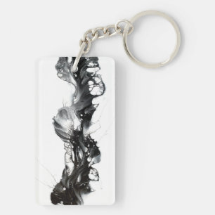 Licht en Duisternis Abstract Zwart Wit Vloeibare K Sleutelhanger